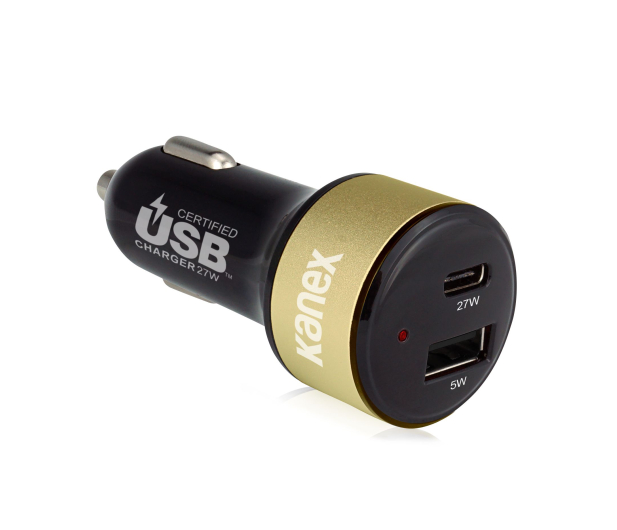 KANEX 1xUSB 1xUSB-C 27W (czarno - zloty) - 1457228 - zdjęcie